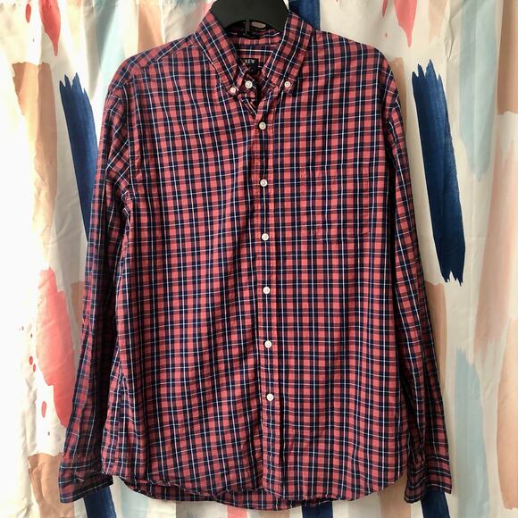 J. Crew Men’s Classic Fit Flex Washed Plaid Long Sleeve Button Down Shirt Large - Picture 1 of 11